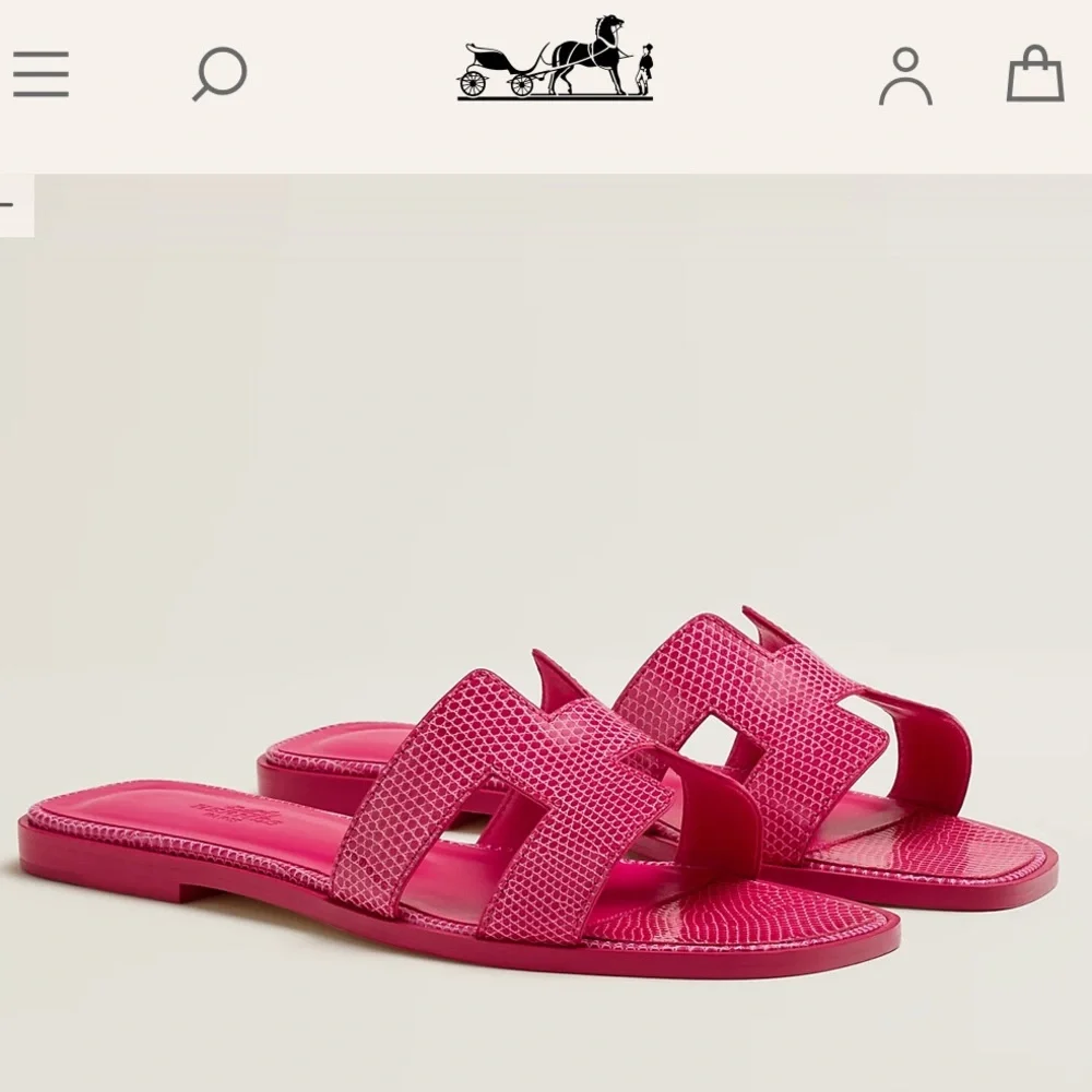 HP🎉RARE PINK LIZARD HERMÈS ORAN SANDALS - Picture 13 of 15